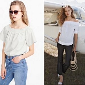 J Crew off the shoulder crisp cotton shirt